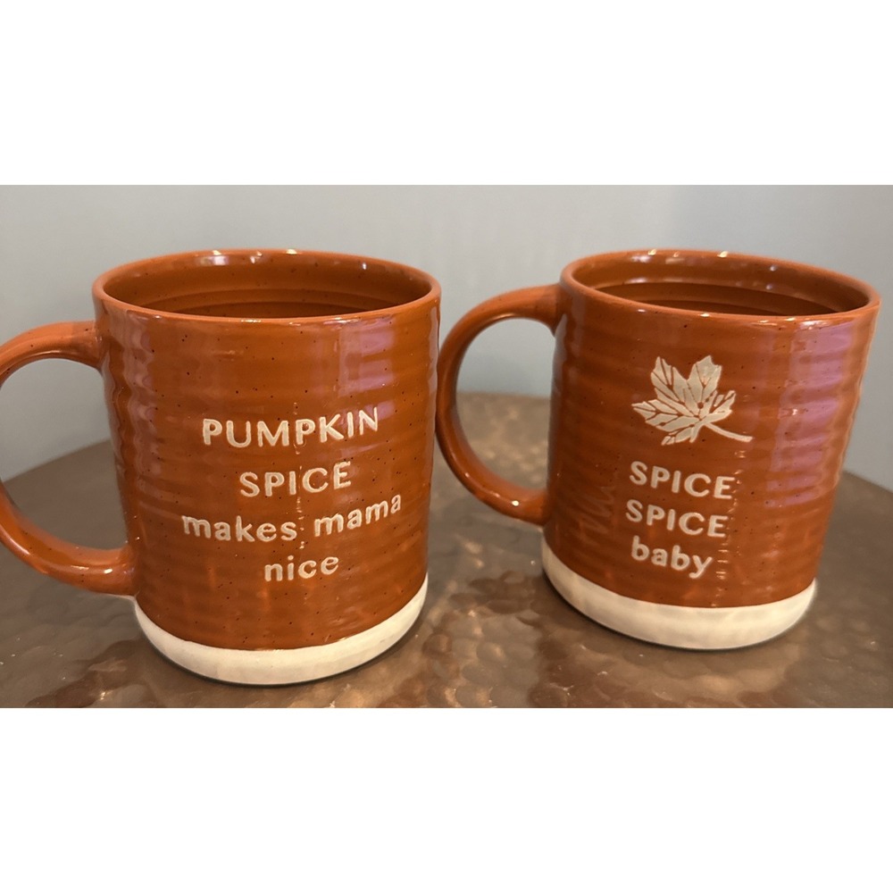 Place & Time 16oz Pumpkin Spice Mugs Set of 2 Spice Spice Baby Fall Ceramic